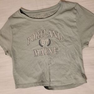 Aeropostale Portland Maine Seriously Soft Baby Tee- Green, XL